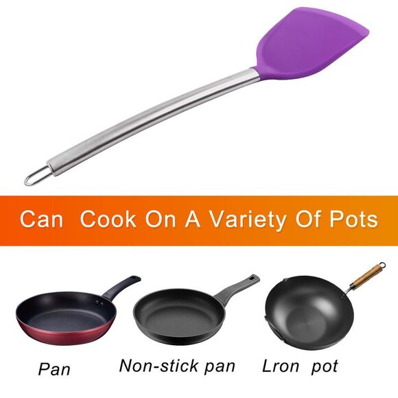 Silicone Turner Spatula Heat Resistant Non Stick for Baking and Mixing Purple - Picture 4 of 6